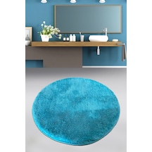 Pasific Light Blue Çap 90x90 cm  Banyo Halısı Paspas Yıkanabilir