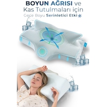 Nox Ice Serinletici Kılıflı Visco Soğuk Boyun Destekli Ortopedik Visco Yastık - Rahat Uyku Ve Güzellik Yastığı 64x38x12,5 Cm Mavi