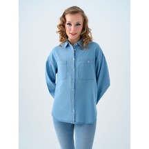 LOFT Regular Fit Kadın Gömlek U.kol Lf2039985 Q1.v1 Denim