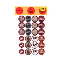 24 Adet - Ekoseli Yılbaşı Sticker - Ekose Sticker - Yılbaşı Hediyesi - Yılbaşı Süsleri - Paketleme Sticker Çok Renkli