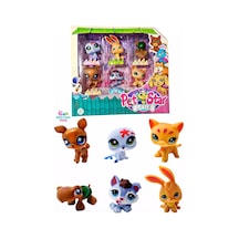 6'lı Neşeli Miniş Petstar Littlest Pet Shop Benzeri Minişler Tavşan Kaplumbağa Köpek Kedi Fok Kurt