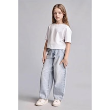 Defacto %100 Pamuk Baggy Fit Açık Mavi Kız Çocuk Jean Pantolon H6244a8/nm39