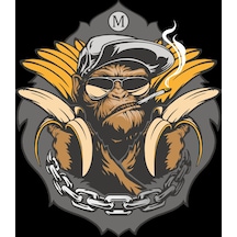 Muz Ve Maymun Sticker 10x10 Cmrenkli Sticker