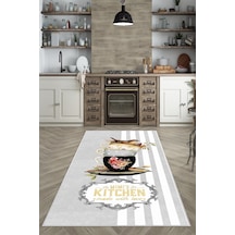 West Home Dijital Baskı Yıkanabilir Kaymaz Taban Mutfak Halısı Wh 436 Grey