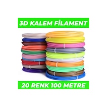 Filamentmarketim 20 Renk 5 Metre 3d Kalem Pla Filament 100 Metre 3d Pen Filamenti