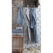 BORNOZ TAKIMI OSCAR MAVİ-GRİ 6 PARÇA Çok Renkli