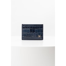 Bayderi Owpi Kroko Deri Minimal Unisex Kartlık Lacivert