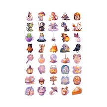 Cadılar Bayramı Kawaii Büyülü Sticker Seti 40 Adet Ajanda Scrapbook Journal Planner Çıkartma Çok Renkli