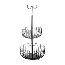 Suntek Demir Sanat 2 Katlı Asılı Meyve Sepeti Tutucu Depolama