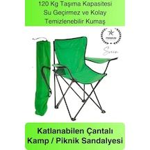 120 Kg Kapasiteli Su Geçirmez Kolay Silinebilir Katlanabilen Çantalı Askılı Kamp Piknik Sandalyesi Yeşil