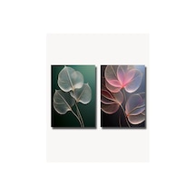 Çerçevesiz Poster 2'li Set, Soyut Minimal Şeffaf Yaprak,çiçek Desenli,modern Dekorasyon
