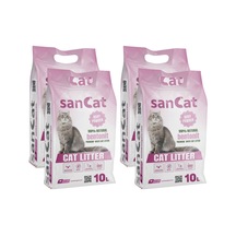 Sancat Premium Bebek Pudrası Kokulu Topaklaşan Beyaz Bentonit Kedi Kumu 4 x 10  L