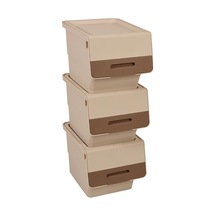 Freebox 33 Litre Krem Kahve Organizer Tekerlekli 3 Lü Set Organizer Beyaz