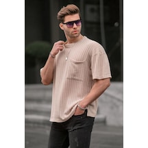 Madmext Bej Oversize Erkek Tişört 6180-bej Bej