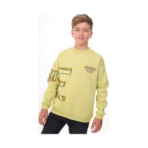 Toontoy Kids Toontoy Erkek Çocuk Relax Fit Bisiklet Yaka Düşük Omuz Baskılı Sweatshirt - 2 İplik Açık Yeşil