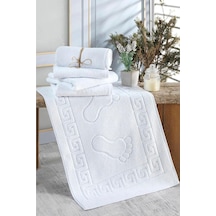 Denizli Çeyiz Banyo Ayak Izli Yer Havlusu 1 Adet 50x70 Cm Beyaz