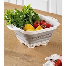 Katlanır Kare Süzgeç Lüks Sebze Meyve Süzgeci 27x22 Saplı Katlanır Kare Süzgeç Plastik Diğer