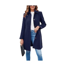 Dikiş Detaylı Tasarım Kaşe Kaban Lacivert