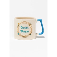 Canım Dayım Baskılı Doğum Günü Hediyelik Baskılı Mavi Kulplu Modern Seramik Kupa MAvi