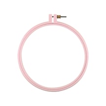 Vidalı Plastik Kasnak, Yuvarlak, Pembe Etamin Nakış Ve Punch Kasnak 24 Cm