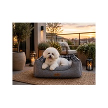 Premium Kedi Ve Köpek Yatağı Kafa Destekli Kaydırmaz Taban Yıkanabilir Fermuarlı Çift Taraflı Minder %100 Boncuk Elyaf Gri - 878923765