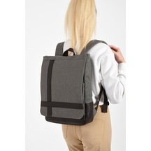 Kadın Sırt Çantası 35 22 Cm Kanvas Kumaş Laptop Bölmeli Business Sırt Çantası Okul Çantası Mega Bag Gri