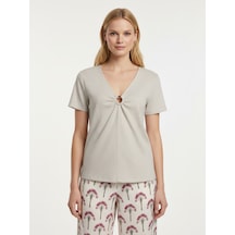 Xint Naturel Keten Karışımlı Oversize Bluz 602604