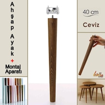 Ahşap Ayak 40 Cm Ceviz M8 Civatalı Bağlantı Aparatlı Mobilya Tabure Sehpa Masa Destek Ayağı Ceviz