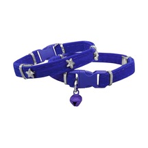 Markapet Kadife Kedi Boyun Tasması Yıldızlı 20-32 Cm Mavi