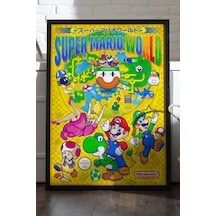 Super Mario Siyah Ahşap Çerçeveli Poster, Dekoratif Oyun Duvar Tablosu