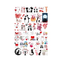 46 Adet Sevgililer Günü Aşk Sticker Sticker Seti - Etiket Seti Scrapbook Bullet Journal Çok Renkli
