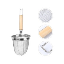 Ulzyvf Yiyecekler Ve Süzgeç Şehriye Saplı Ramen Paslanmaz Çelik Örgü Makarna, Kızarmış Kanca İnce İçin Elek Ahşap Sap Lb Ahşap