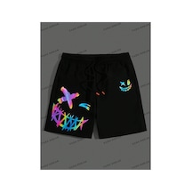 Tarzsokak Y2k Unisex Yaz Şort Bermuda Harajuka Anime Retro Kod-11580 Siyah