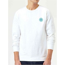 Flower Aqua Bebek Duşu Mavi Gerbera Baskılı Beyaz Erkek Sweat