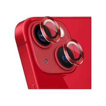 Apple Uyumlu iPhone 13 / 13 Mini Alüminyum Seri Kamera Lens Koruyucu Kırmızı Kırmızı