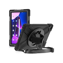 Lenovo Tab M10 3. Nesil 2022 Tb-328fu-tb-328xu Uyumlu El Askılı El Tutmalı Defender Standlı Tablet Kılıfı - Siyah - T29870