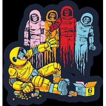Astronotlar Sticker 10x10 Cmrenkli Sticker