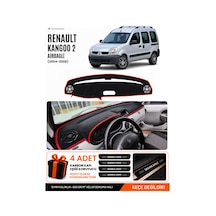 Renault Kangoo 2 Airbagli 2004-2008 Uyumlu Torpido Örtüsü, Torpido Kılıfı - Siyah-kırmızı - Re027