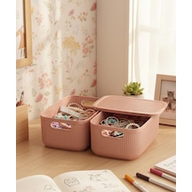 Okyanus Home Linea Smart Box Pembe 2,4 Lt 2 Adet Kapaklı Çok Amaçlı Saklama Kutusu Pembe
