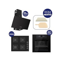 Ferre Pizzart & Fryart QEP65CS+SC205-FA+D086-SA Döküm Izgara Ankastre Set Siyah