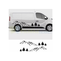 Ağaç Dağ Orman Kamp Karavan Manzara Çekme Oto Sticker Etiket 2 Ad