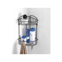 Teknotel İki Katlı Kancalı Banyo Rafı Siyah Es092 Çok Renkli