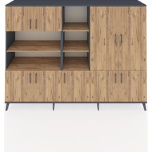 Hyperion Dolap 14 Raflı 9 Kapaklı 220x44x163 Antrasit-çam Atlas Çam - Antrasit