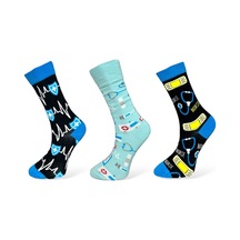 3'lü Unısex Sağlık Temalı Esnek Nem Alabilen Pamuklu Spor Soket Çoraplar Çok Renkli