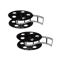 2 Parça Ödül Gece Film Makarası Film Şeridi İle Orta Parça Kırmızı Halı Hollywood Parti Dekorasyonları, 9" Ve 15", Siyah/beyaz