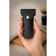 Ayrex Pasha Shaving Tıraş Bıçağı Seyahat Kılıfı, Çift Taraflı Deri Koruma, Çıtçıt Kapaklı Emniyetli Taş