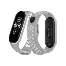 Newface - 197 - Xiaomi Mi Band 4 Spor Delikli Kordon - Csmo-tex - - Gri-beyaz