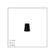 Plastik İç Tapa, Yuvarlak, 19 Mm 10 Adet Siyah