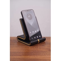 Vero Siyah Üzeri Gold Şeritli Masaüstü Telefon Tutucu Ve Tablet Standı - Modern Oyuncu Aksesuarı