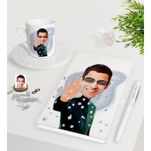 Kişiye Özel Matrix Neo Karikatürlü Beyaz Defter Kalem Türk Kahves